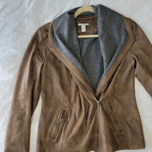 Stars faux leather zip up jacket,